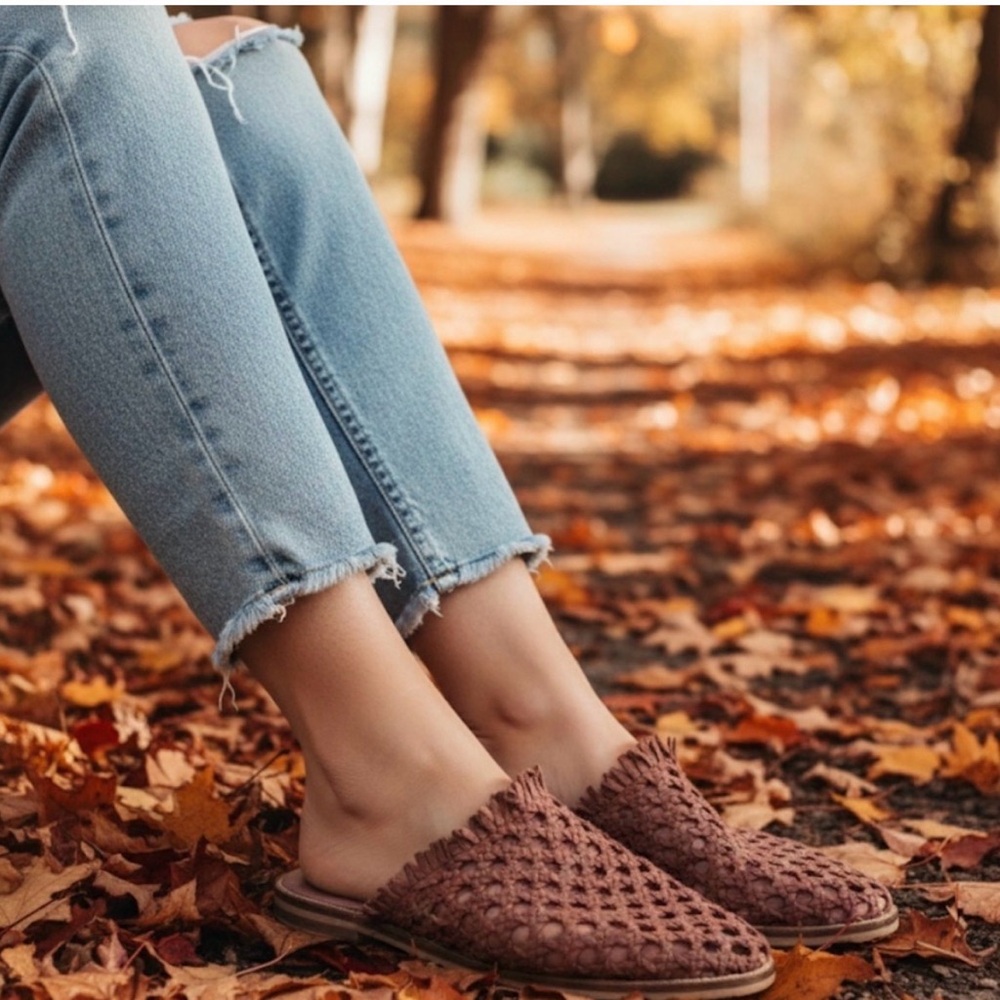 Free People Brown Leather Braided Woven Mules 7 - Picture 6 of 6
